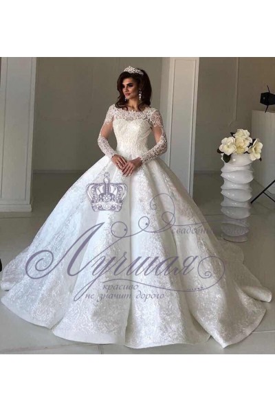 Пышное блестящее свадебное платье A057