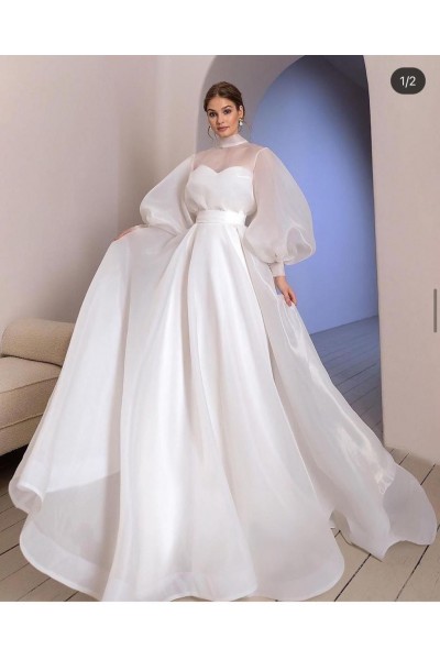 Пышное закрытое свадебное платье Мадлен